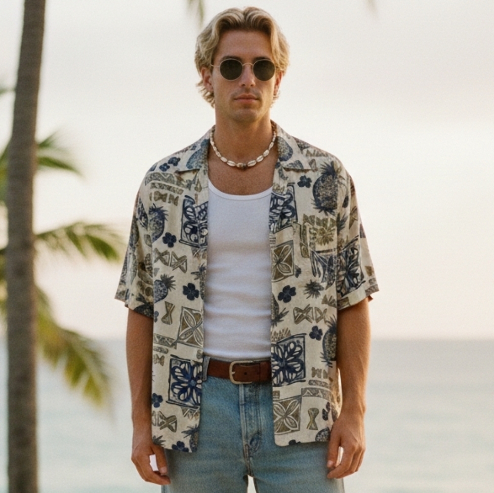 Linguine & Bob L Vintage 90s Retro Tropical Eclectic Grandpa Hawaiian Shirt